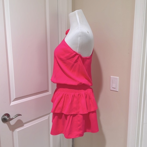 Amanda Uprichard Mckinley Barbie Pink One Shoulder Ruffle Tiered Dress Small - Picture 6 of 12